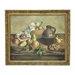 Still life oil on canvas depicting fruits, indistinctly signed