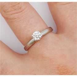 Platinum single stone round brilliant cut diamond ring, hallmarked, diamond weight approx 0.30 carat 
