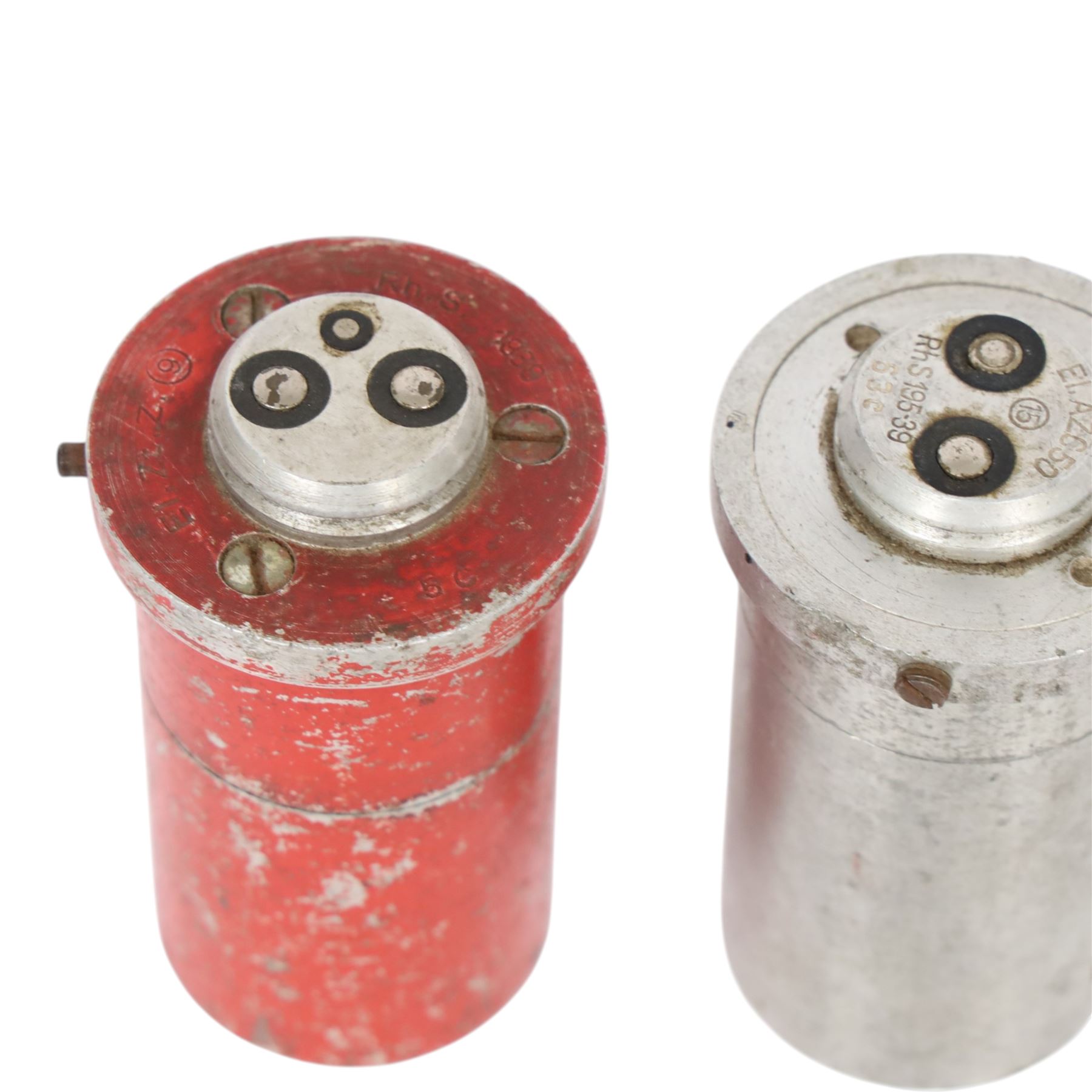 WWII German Luftwaffe bomb fuse EL.AZC50 RhS 195.39 63c and another EI. Zt. Z Rh.S 1939