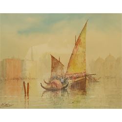 W Wray (Early 20th century): Venetian Yachts, watercolour signed 23cm x 28cm