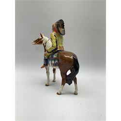 A Beswick Native American on horseback, model no 1391, H21.5cm. 
