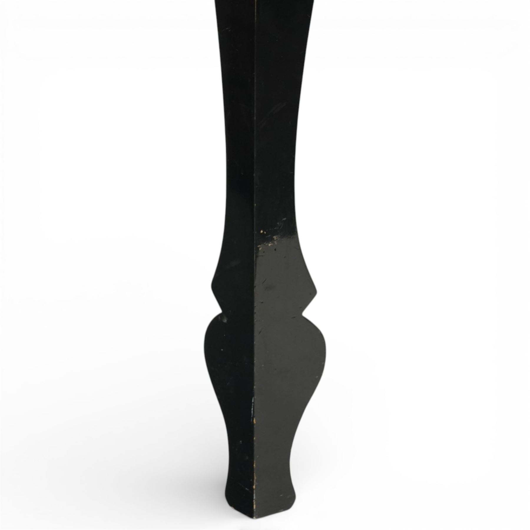 John Reeves (1981-) for Heal’s - ebonised ‘Louis’ dining table, with inset glass top, laminated rubberwood frame finished with a tough glossy polyurethane finish, raised on shaped supports