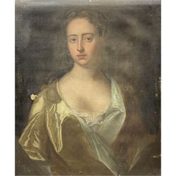 English School (18th century): Half length Portrait of a Lady, oil on canvas unsigned 74cm x 61cm (unframed - no stretcher)