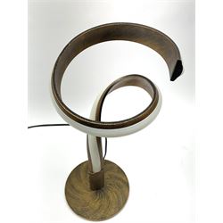  Composite contemporary led table lamp, spiral design, H48cm. 