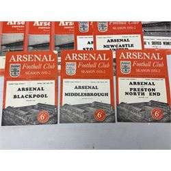 Arsenal F.C. - thirty home programmes for 1951/52 (7) & 1952/53 (23) including Division One, F.A. Cup, London Football Association Challenge Cup, Charity Match, Friendly Match and one duplicate (30)