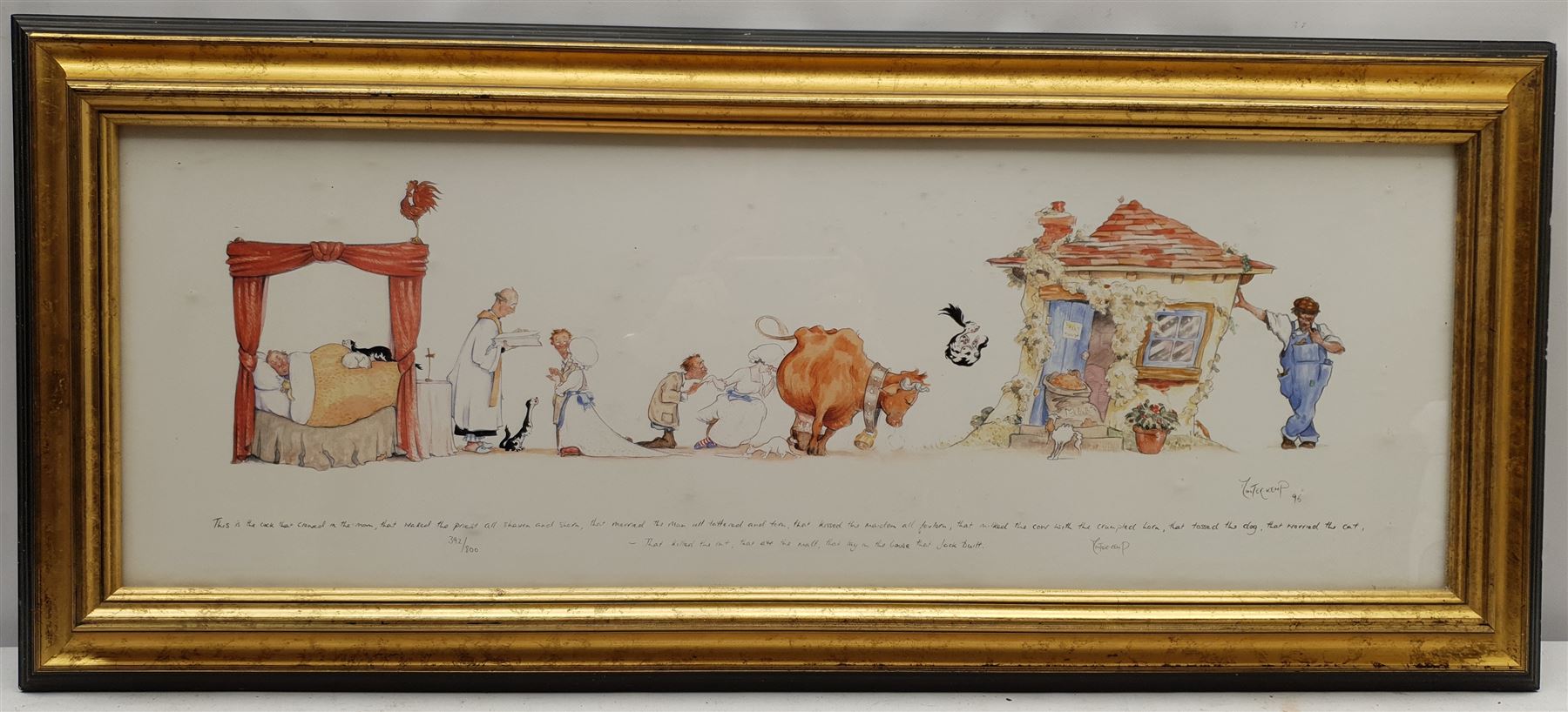 Mary Farnell (British 1926-2014): 'Elephant Hawk Moth', engraving with watercolour signed titled and numbered 7/30 in pencil; limited edition Minter-Kemp print; print of a hare after John Clarke, and Barbar print, max 27cm x 80cm (4)