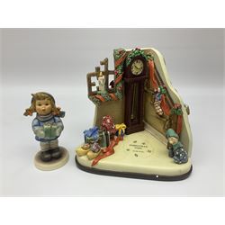 Eight Christmas Hummel figures by Goebel, to include Wintertime Chapel candle holder, Winter Fun, Christmas Morning, Christmas Time and Gingerbread Lane, tallest H21cm