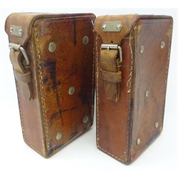  Two leather ammunition pouches, H21cm   