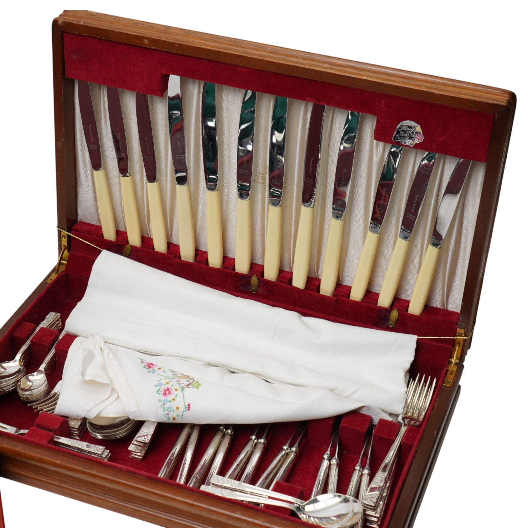 Three canteens of cutlery, some partly complete, comprising Housley and two from Viners of Sheffield, and two cases of Viners fish knives and forks