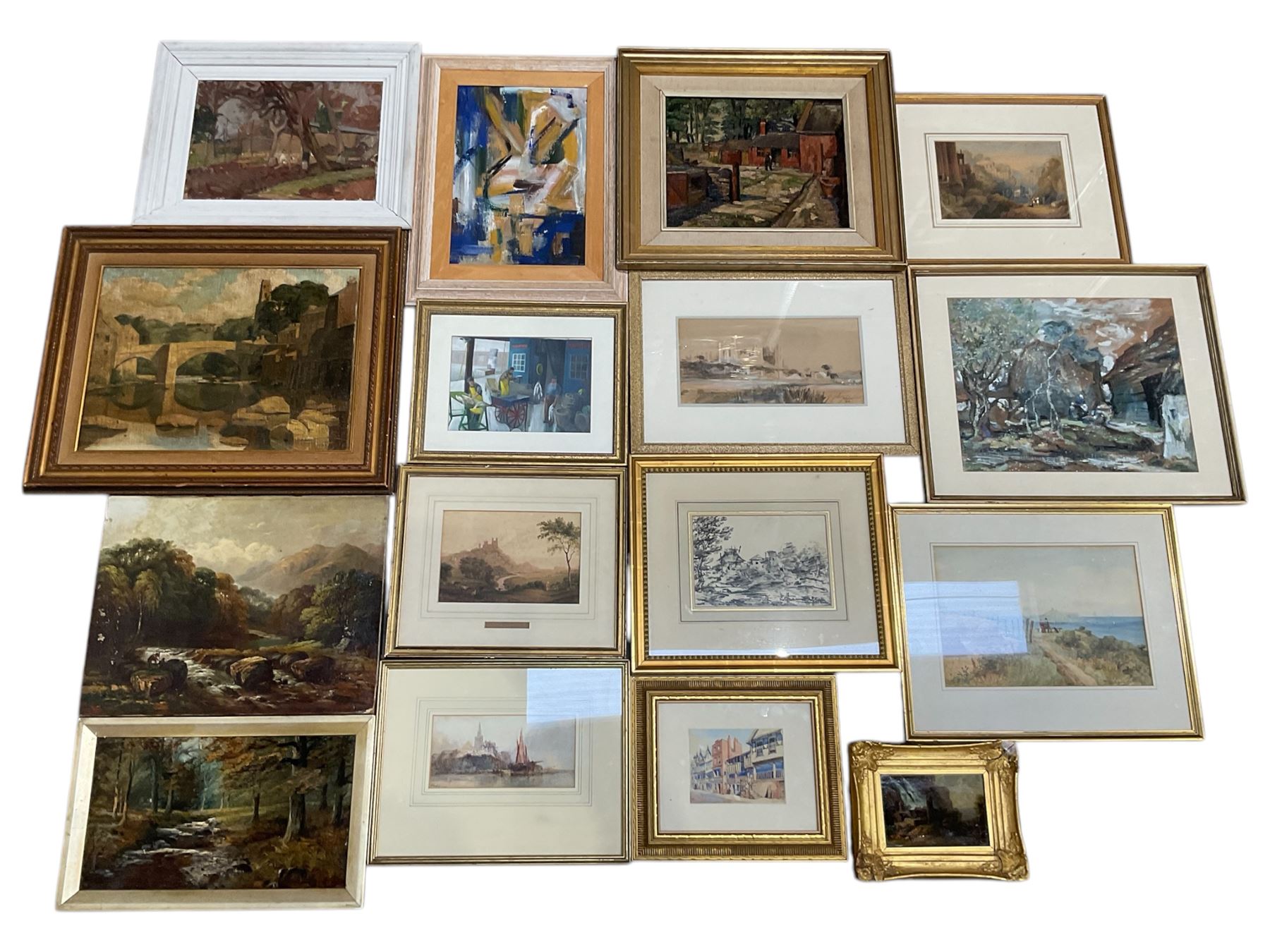 Collection of oil paintings and watercolours, artists including Geoffrey H Poole, Thomas Monro, Paul Marny, Robert Clarkson of Scarborough, classical watercolour, etc (16)