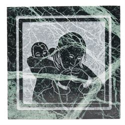 Hennie Bernett (20th/21st century): Inuit mother carrying her child in an amauti, bas-reli...