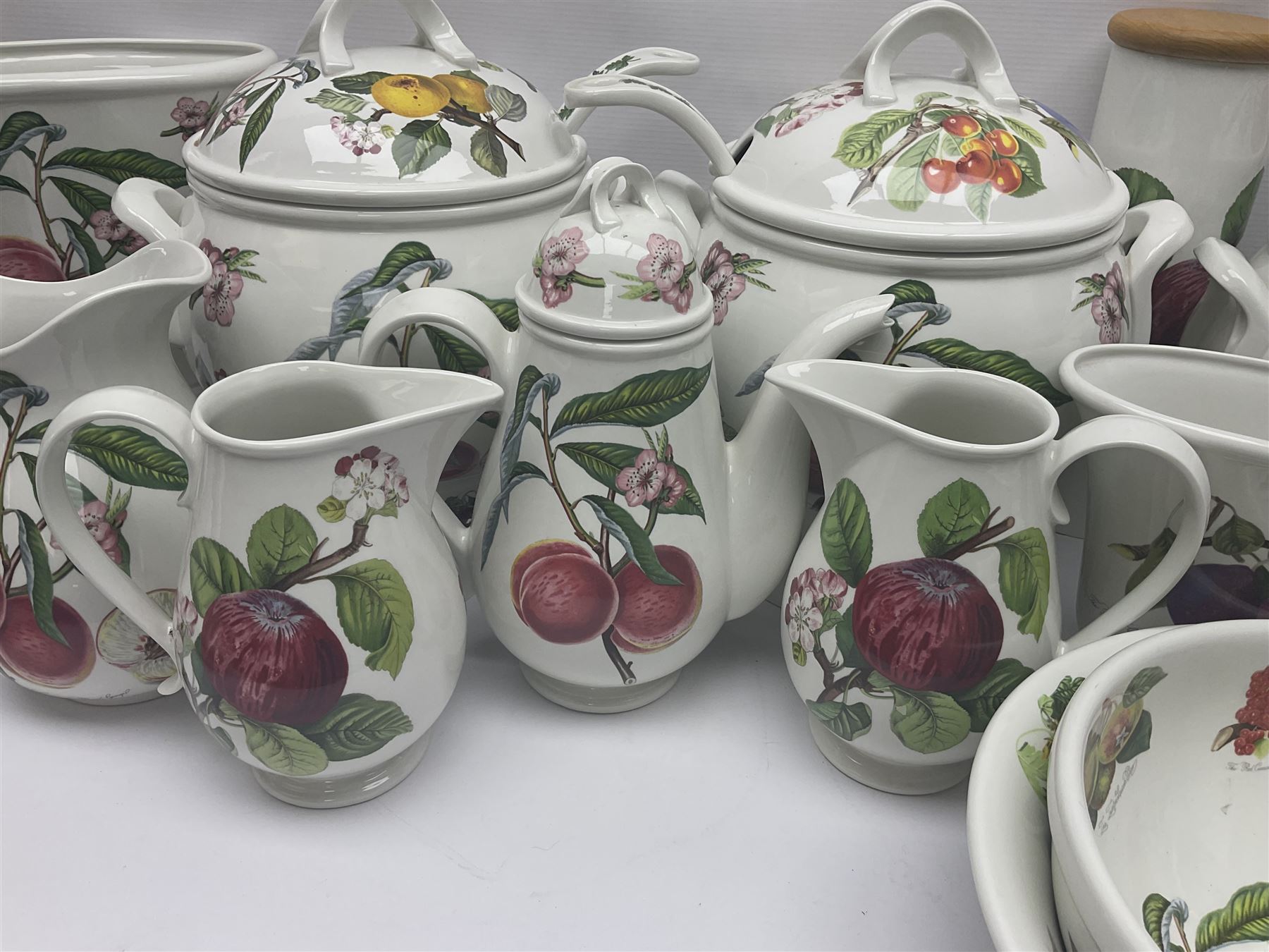 Three Portmeirion soup tureens with covers and ladles, together with vases, large bowls and other Portmeirion items