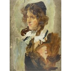 Arthur Paine Garratt (British 1873-1955): Bust Portrait Study, oil on canvas signed and dated Gaslight Studio April 1898, further portrait verso 56cm x 41cm (unframed)