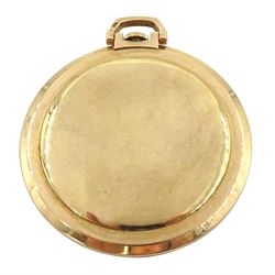Rotary 9ct gold keyless slimline pocket watch, 17 jewels movement, silvered dial with baton hour markers
