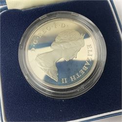 Four The Royal Mint United Kingdom silver proof coins, comprising two 1980 'Her Majesty Queen Elizabeth The Queen Mother' crowns, 1981 'Commemorating The Marriage Of His Royal Highness The Prince Of Wales And Lady Diana Spencer' crown and 1997'Golden Wedding Anniversary' five pounds, all cased with certificates 