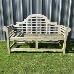 Teak Lutyens style garden bench  - THIS LOT IS TO BE COLLECTED BY APPOINTMENT FROM DUGGLEBY STORAGE, GREAT HILL, EASTFIELD, SCARBOROUGH, YO11 3TX