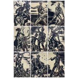 Hedwig Zum Tobel (ZumTobel) (Austrian 1912-1985): Fairy-tale Illustrations, fifteen woodblock prints framed as four pictures unsigned each 14cm x 10cm (4)