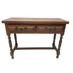 Spanish oak side table, fitted with two 