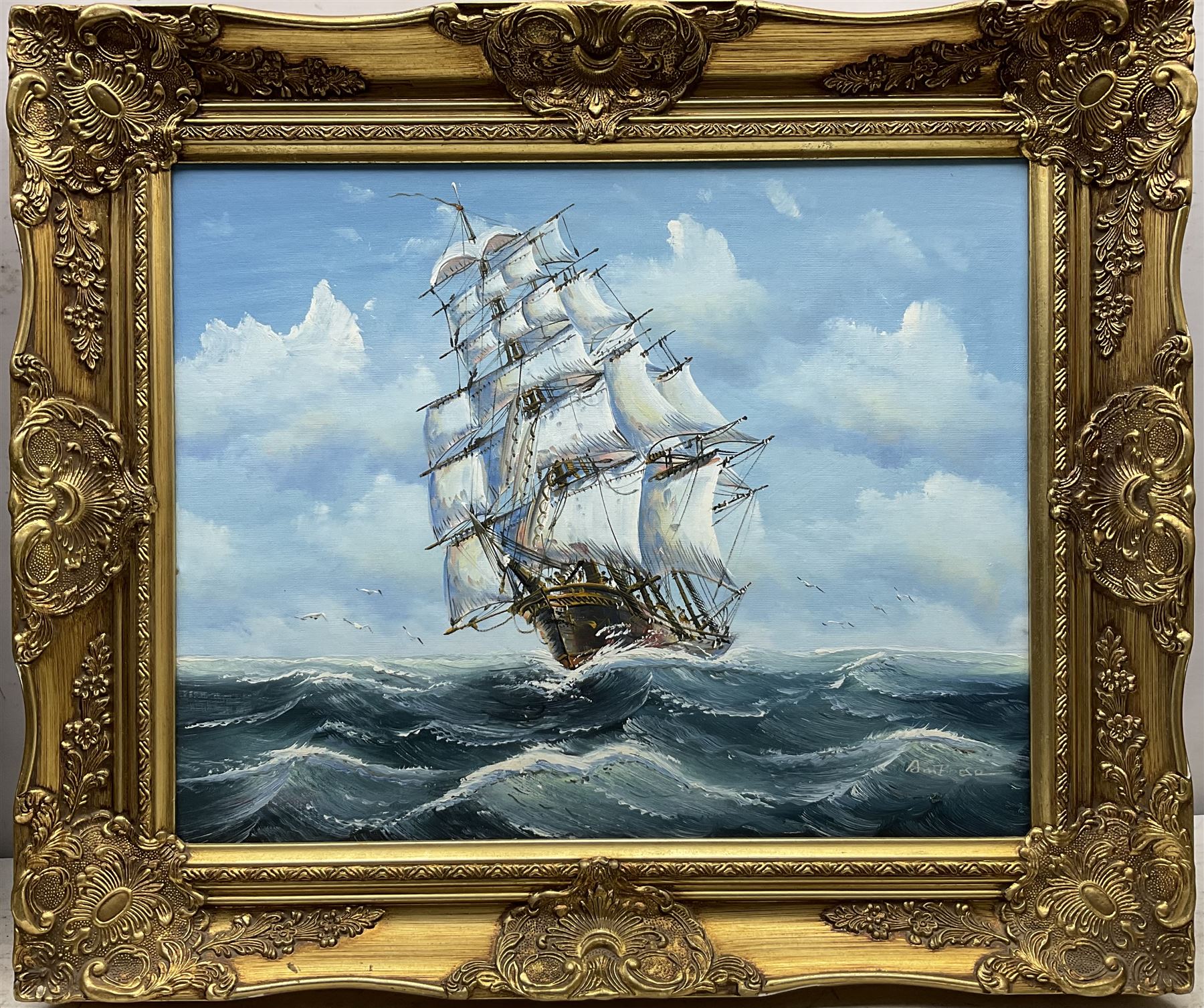 Ambrose (20th century): Ship at Full Sail, oil on board signed 39cm x 50cm
