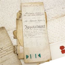 William and Mary indenture 1691,  Queen Anne indenture between John Waldrom of Oadby and George Durnor, mortgage document and other indentures