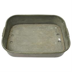 19th century copper cooking pan with liner engraved with a Ducal coronet and initials and with loop handles 52cm x 41cm