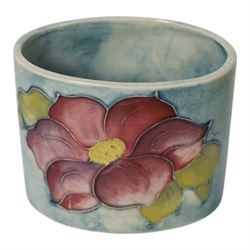 Moorcroft enamel vase, decorated with pandas, in box together with a small Moorcroft vase clematis pattern, enamel vase H8cm