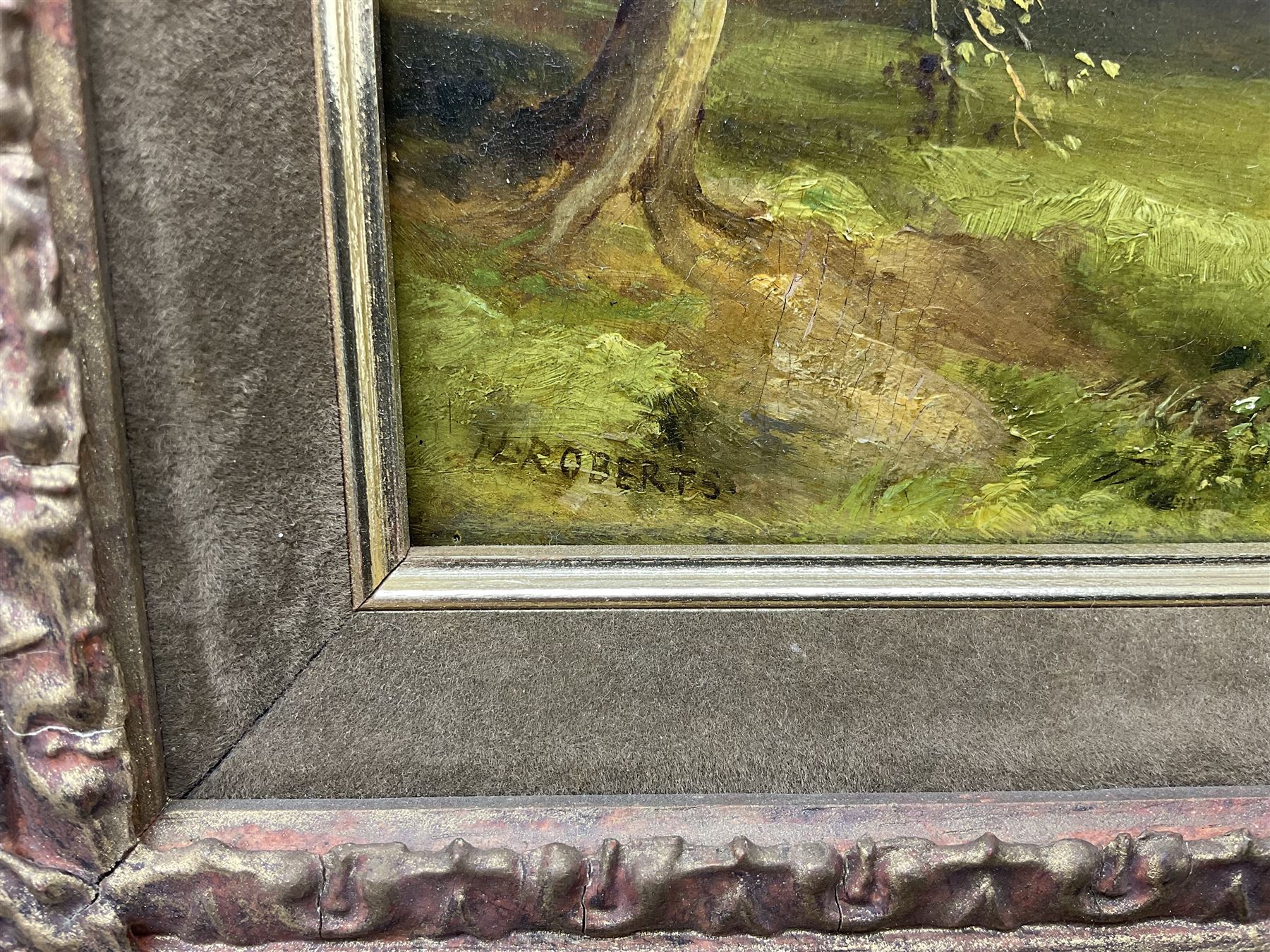 JL Roberts (British 19th century): ‘The Old Hall - Anlaby East Yorkshire, oil on panel signed, titled and dated 1830 verso 19cm x 29cm