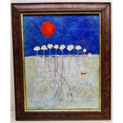  Ann Lamb (British 1955-): 'Orange Glow', mixed media on canvas signed 49cm x 39cm  