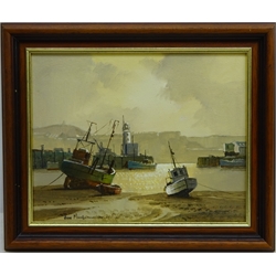  Scarborough Harbour, oil on canvas board signed by Don Micklethwaite (British 1936-) 19cm x 24cm  