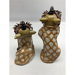 Pair of Chinese lion/dragon dance figures, H21cm