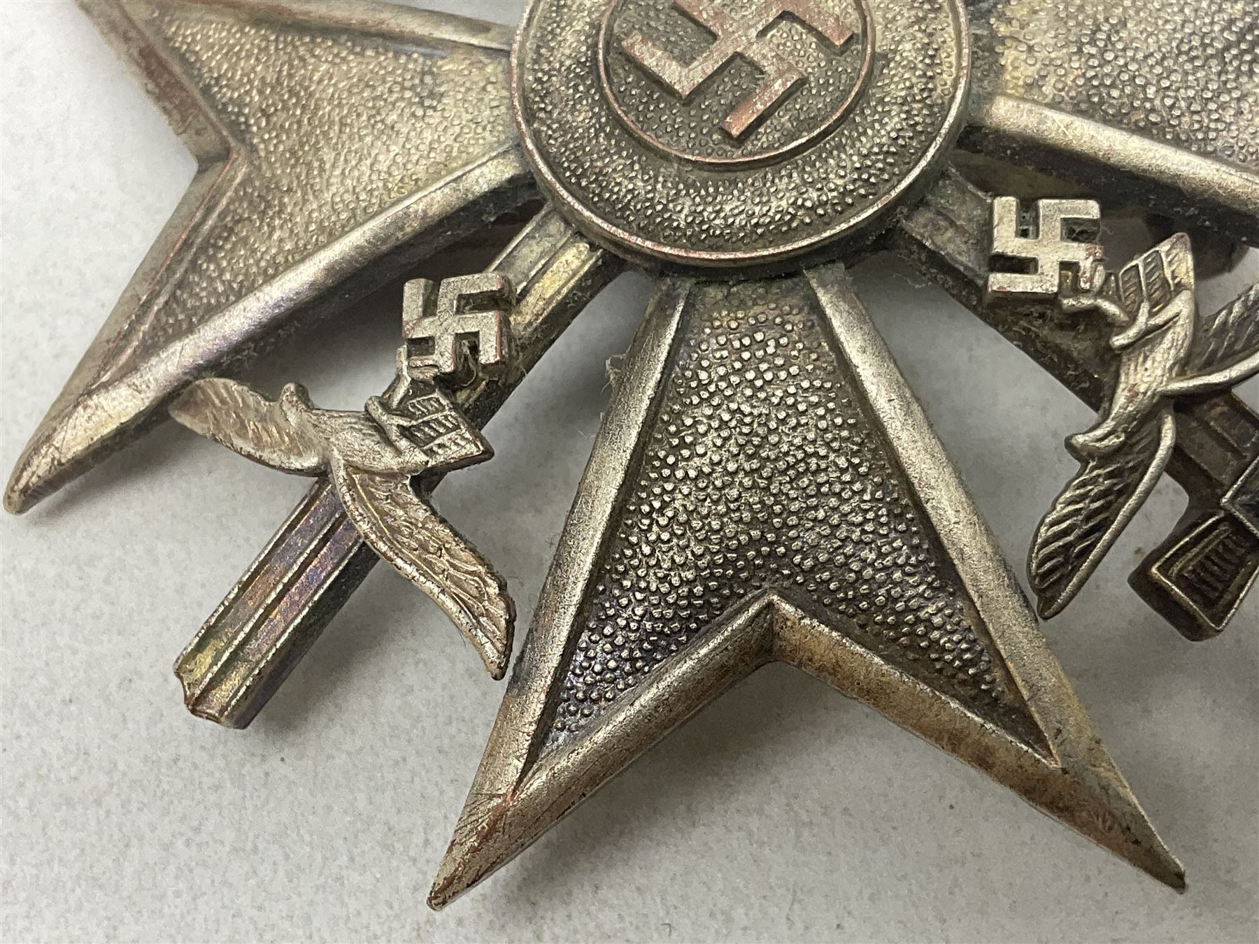 German Spanish Cross with silvered finish; stamped verso L/12; probably a post-WW2 copy