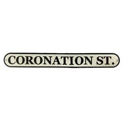 Cast iron street sign, 'Coronation Street', L62cm