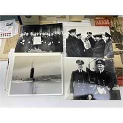 WW2 submarine interest - archive of ephemera and photographs relating to submariner Petty Officer (later Lieutenant) Thomas William Gould V.C. of HMSub Thrasher; predominantly post-war with later copies of contemporary photographs and documents including Certificate of Service in slip-case, War Patrol Reports, First Day Covers, press cuttings, 'For Valour' film script, business cards etc.
Auctioneer's Note: An extract from Gould's VC award citation reads 
