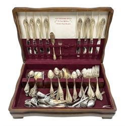Rogers Bros part canteen of cutlery in wood case and other cutlery