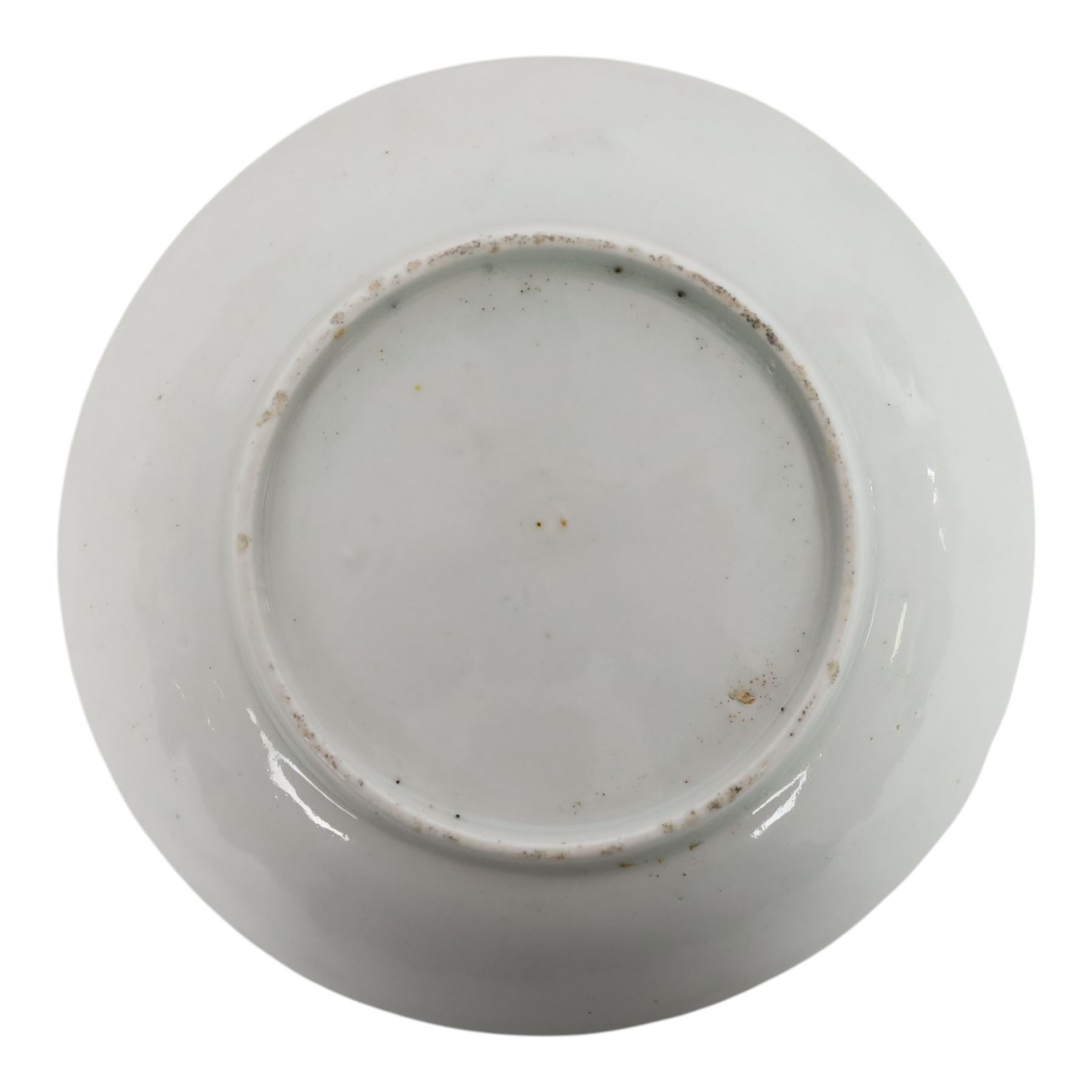 Late 18th century Chamberlain's Worcester teabowl and saucer, of wrythen form, decorated with Chinese figures in a garden, teabowl H5.5cm D8.5cm, saucer D14cm