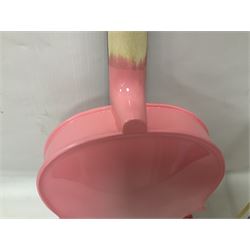 Zest full size pink violin, with a solid wood body and maple head, with matching pink bow and two further bows, in a hard case Length 60cm