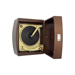 Mid-20th century Pye Hi-Fi record player, housed in a mahogany case, fitted with a BSR Monarch three-speed record changer mechanism