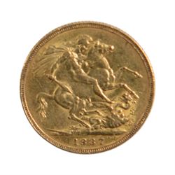 Queen Victoria 1887 gold full sovereign coin