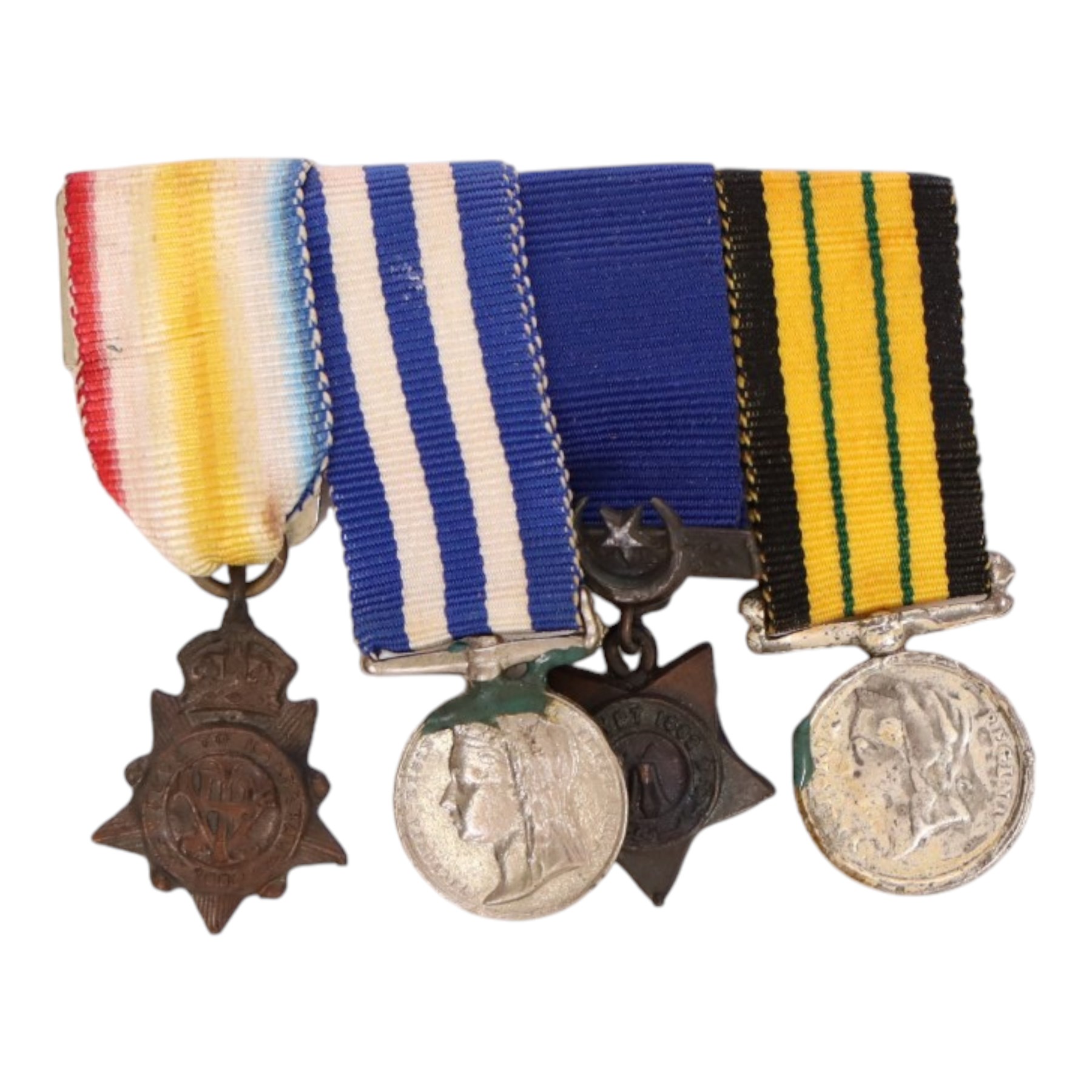 Set of Victorian miniature medals, comprising Kabul to Kandahar Star,  Egypt medal, Khedive's Star and East and West Africa medal