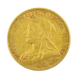 Queen Victoria 1894 full gold sovereign coin, Melbourne mint