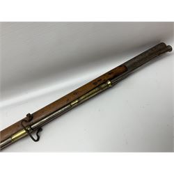 Brown Bess style 10-bore flintlock musket, the action marked with Crowned GR, 'Jordan' and dated 1758, the 104cm(41