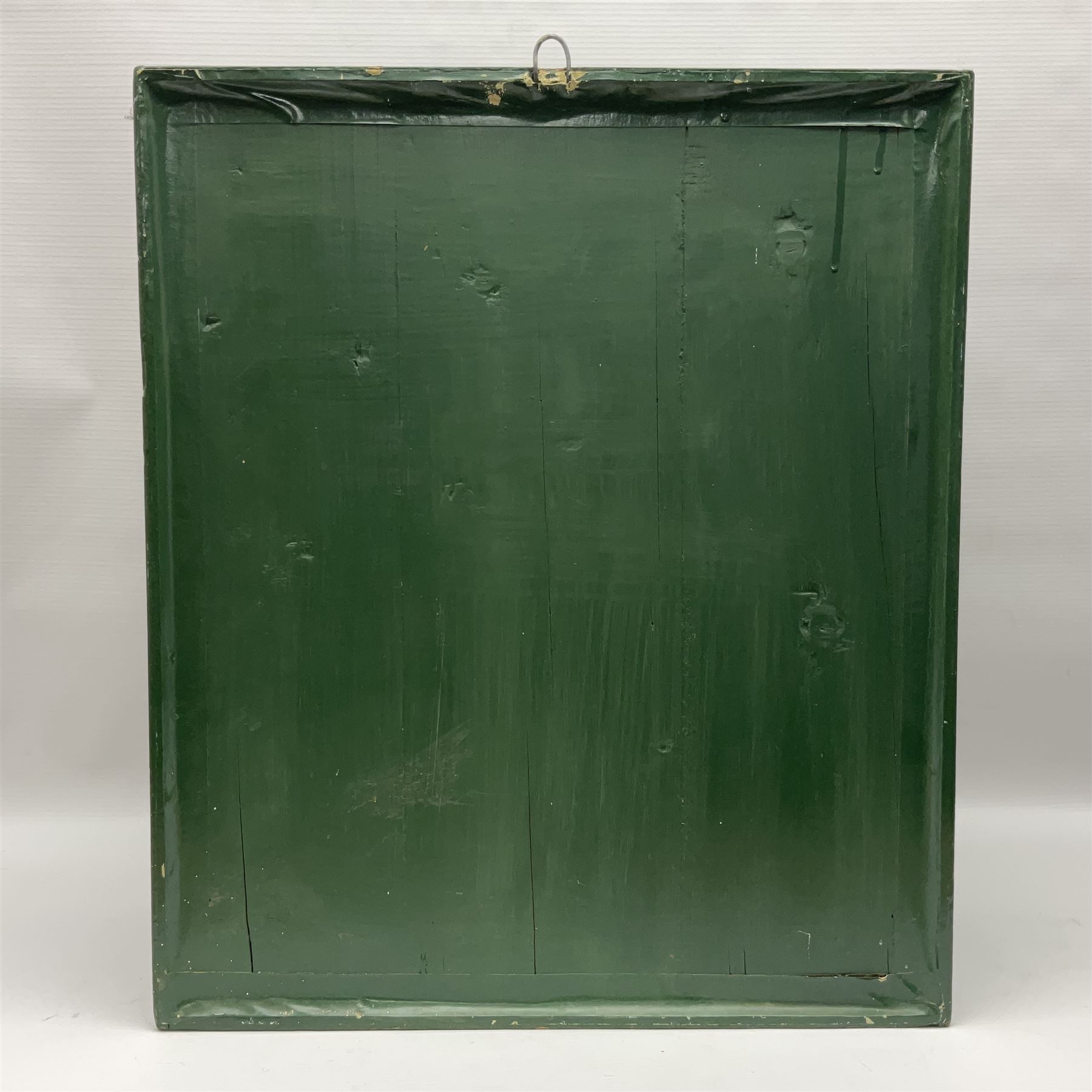 Taxidermy: Victorian cased Barn Owl (Tyto alba), full adult mount perched upon a tree stump amidst a natural setting, encased with an green single- glass display case, H46cm, L39cm, D17cm 
