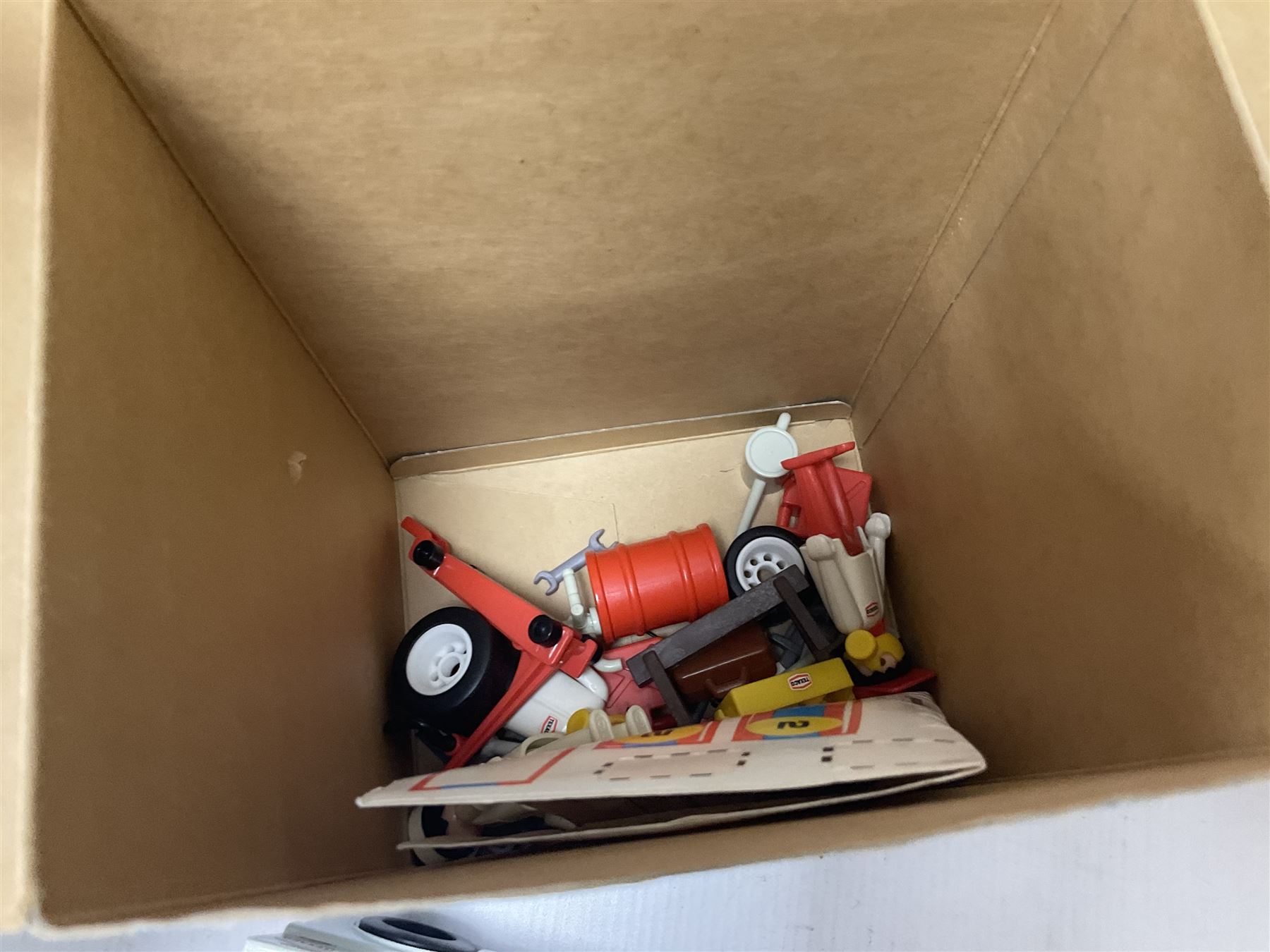 Fischer Technik/Lego/Playmobil - thirteen model building sets comprising eight Fischer Technik sets 50, 50/1, 50v, 50/2, 50+mot1 and two 50S, 50/1 add-on pack, with spare parts packs 01, 03, 05, two 22 and 30; two Lego sets comprising C107 and Lego Systems 103, part-set 870 and 970; Playmobil no.3520 set; four boxes of loose lego, various instruction manuals and a scrapbook 