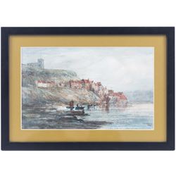 George Scarth French (British fl.1894-1910): View of Whitby, watercolour signed and dated 1885, 15cm x 24cm; together with another of 'Whitby Early Morning' signed with initials EMA, 10.5cm x 15cm and two others of Ugthorpe Lane, near Whitby, max 17cm x 25cm (4)