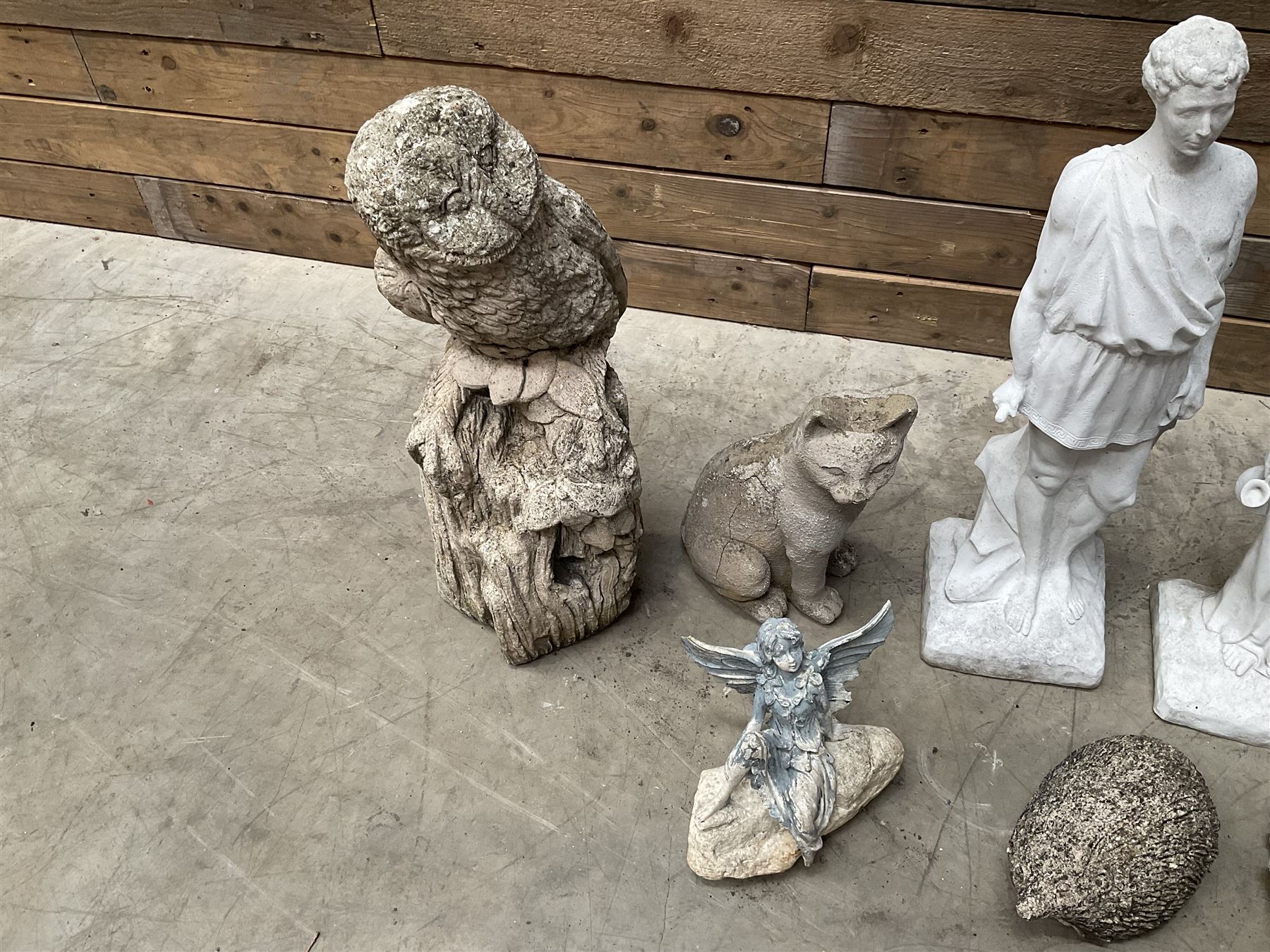 Large collection of cast stone figures and animals (16)