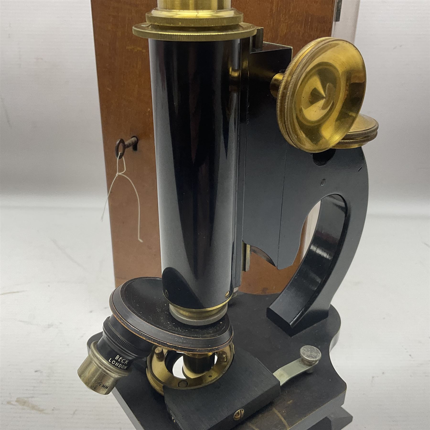 Three boxed microscopes, comprising Hawkslay & Sons Spencer Buffalo microscope no 68177, J Swift & Son microscope and R & J Back microscope no 30241