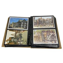 Album of Victorian and later Postcards, including WWII silk embroidered postcards, various ships, cartoons etc 