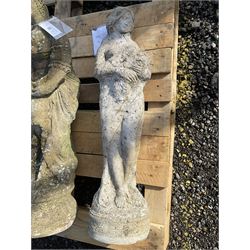 Three composite stone garden figures of ladies - THIS LOT IS TO BE COLLECTED BY APPOINTMENT FROM DUGGLEBY STORAGE, GREAT HILL, EASTFIELD, SCARBOROUGH, YO11 3TX