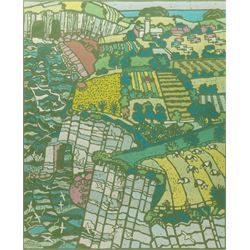 Anthony Ratcliffe (British 1954-): 'Bempton' East Riding, woodblock print in colours signe...