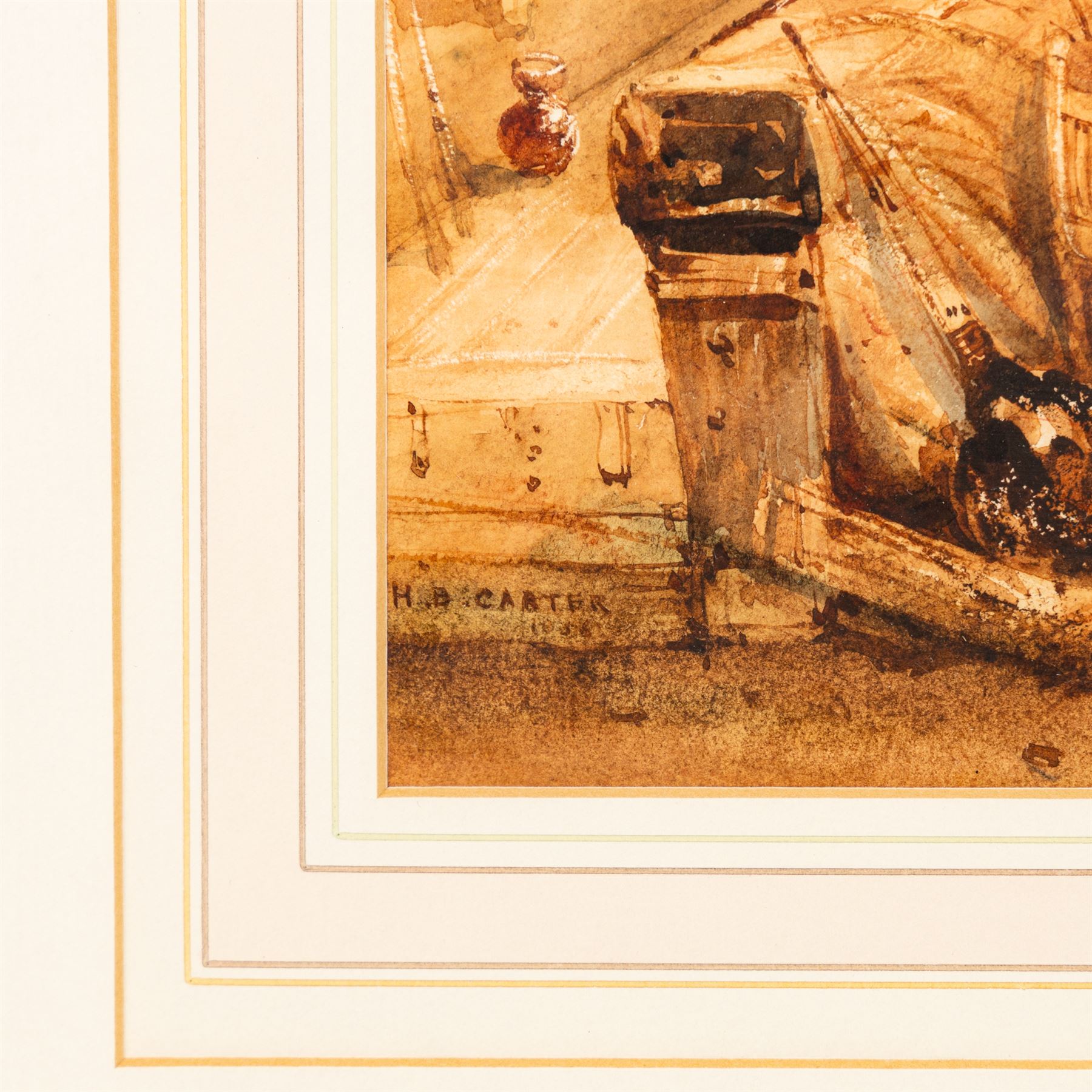 Henry Barlow Carter (British 1803-1867): 'Staithes', watercolour signed titled and dated 1855, 31cm x 45cm